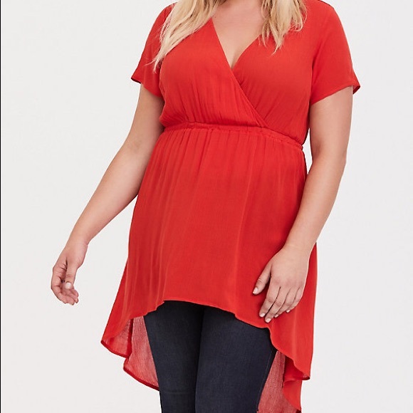 EUC Torrid Orange Gauze Babydoll Tunic Size 2 - Picture 3 of 7